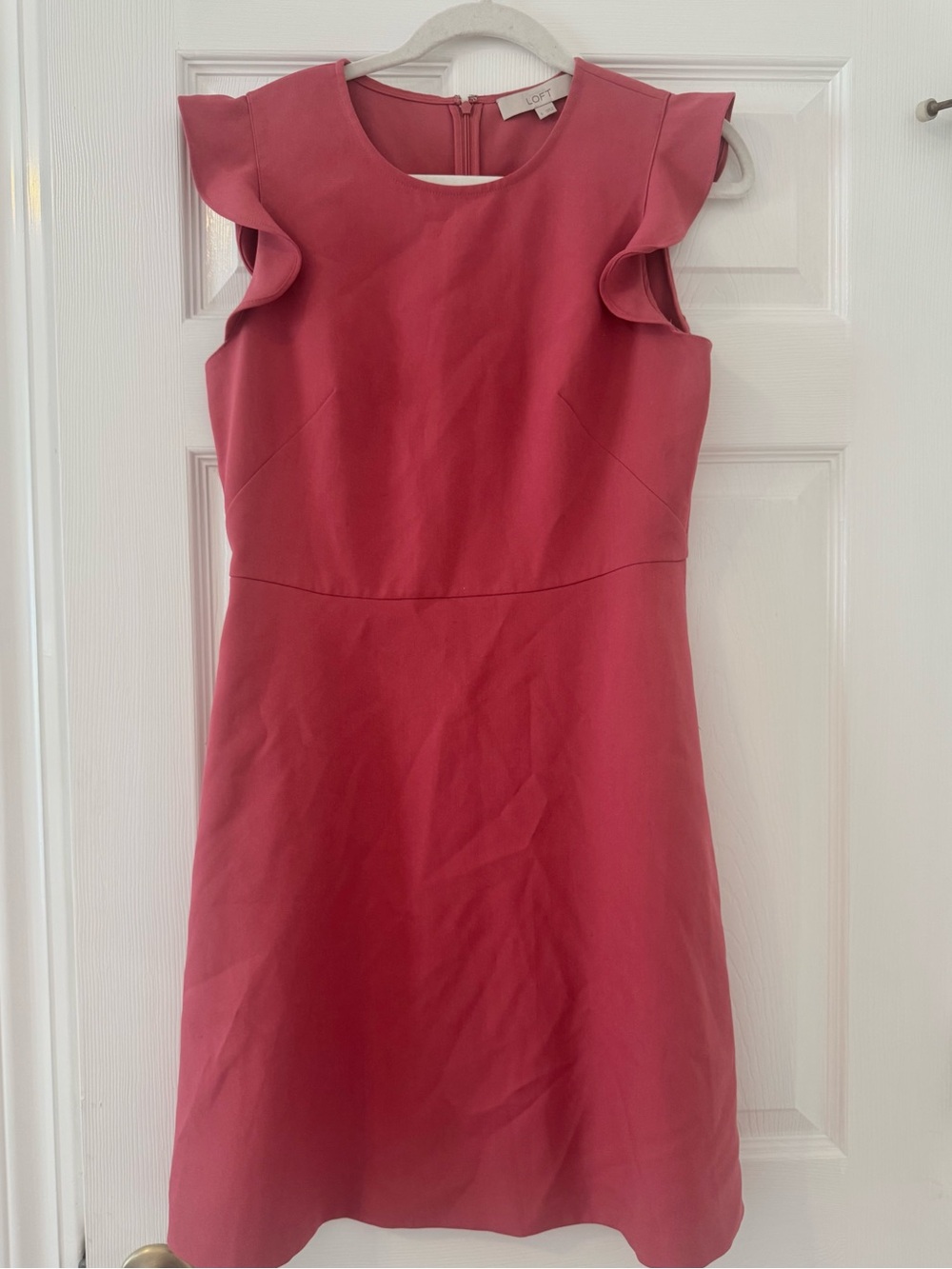 Loft Pink Ruffle Sleeve Sheath Dress